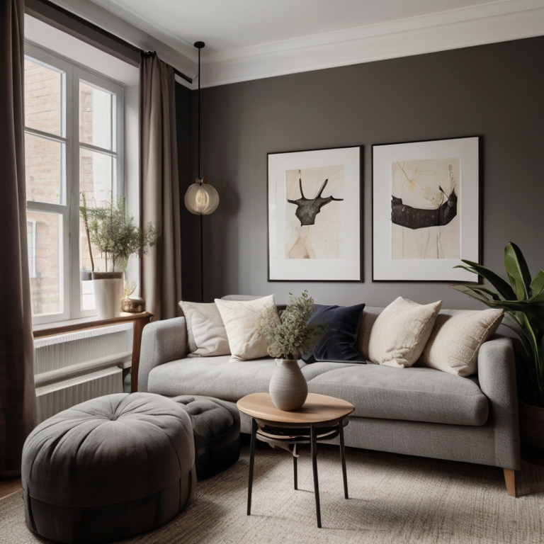 A cozy small living room with furniture that fits perfectly, demonstrating the importance of scale and proportion
