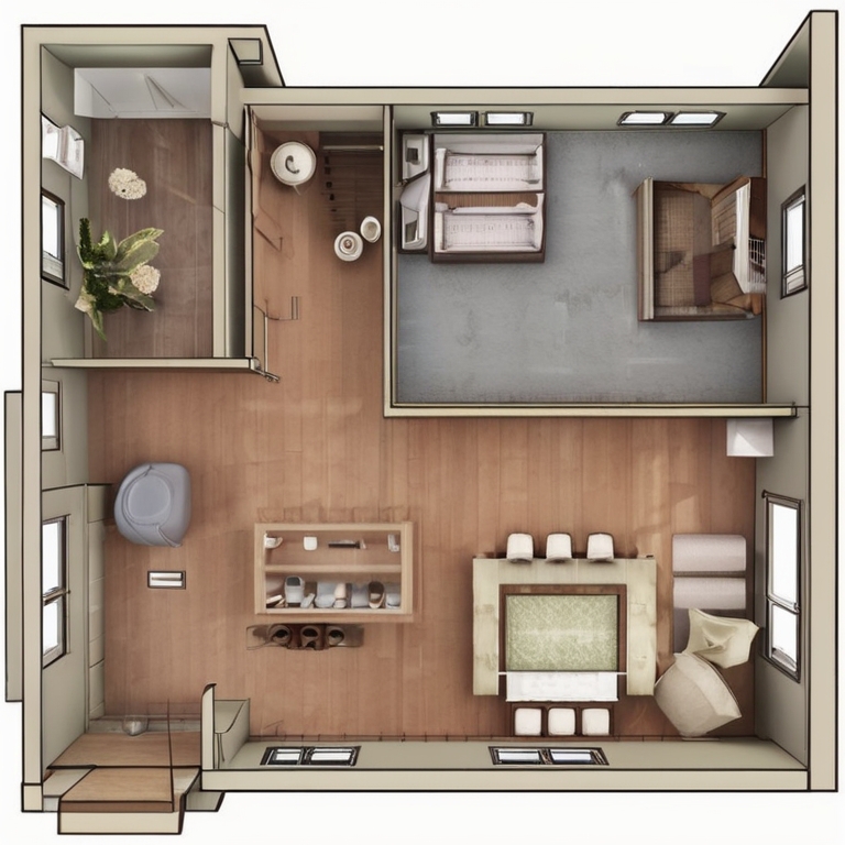 A detailed floor plan of a living room with measurements, highlighting the placement of windows and doors to help in furniture selection.